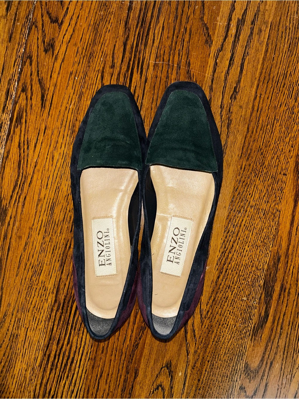Vintage Enzo Angiolini Color-block Suede Flats